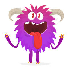 Happy cartoon monster. Halloween vector illustration of funny monster creature