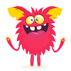 Happy cartoon monster. Halloween vector illustration of funny monster creature