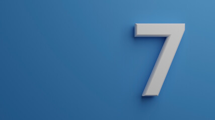 number seven in blue background