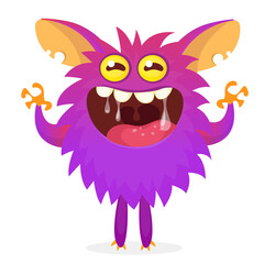Happy cartoon monster. Halloween vector illustration of funny monster creature