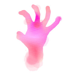 Zombie hands silhouette plus abstract watercolor painted. Digital art painting.