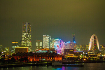 city harbor at night