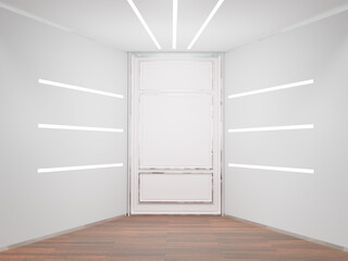 3D of vintage modern interior of exhibition room, empty room