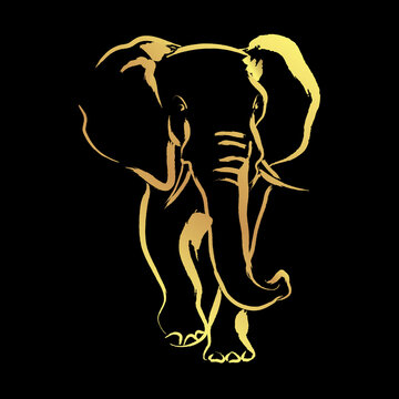 African elephant painting brush stroke ,vector design