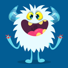 Happy cartoon monster. Halloween vector illustration of funny monster creature