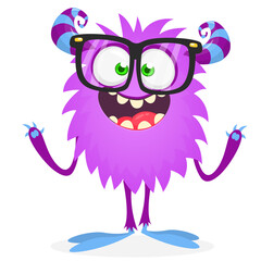 Happy cartoon monster. Halloween vector illustration of funny monster creature
