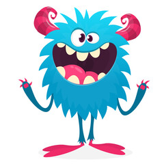 Happy cartoon monster. Halloween vector illustration of funny monster creature