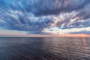 Sunset view of the sea coast.