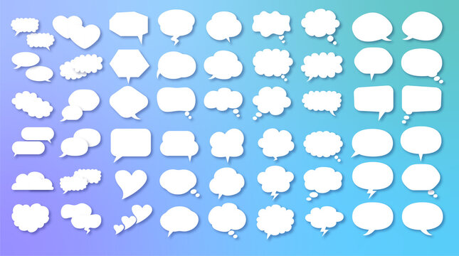 Cartoon talk bubble. Speech clouds, thinking bubbles and conversation text elements vector illustration set. Empty speech and thought bubbles in different shapes. Good scaling. Perfect transparency