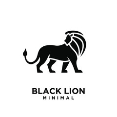 minimal black lion vector logo design