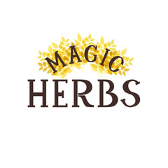 Magic Herbs. Lettering in an ecological style