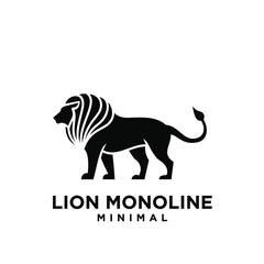 Fototapeta na wymiar minimal black lion vector logo design