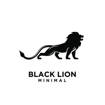 Minimal Black Lion Vector Logo Design