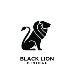 minimal black lion vector logo design