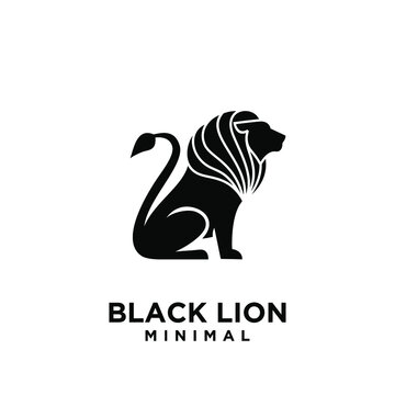 Minimal Black Lion Vector Logo Design