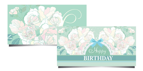 Happy birthday cards with roses flowers 
in rose colors