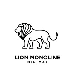minimal monoline lion vector logo design