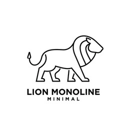 minimal monoline lion vector logo design