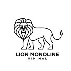 minimal monoline lion vector logo design