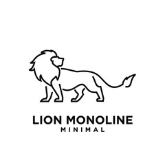 minimal monoline lion vector logo design