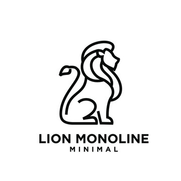 minimal monoline lion vector logo design