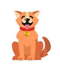 Obraz na płótnie Canvas Dog sits flat. Cartoon pet vector
