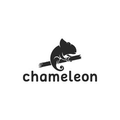 chameleon logo illustration with silhouette style