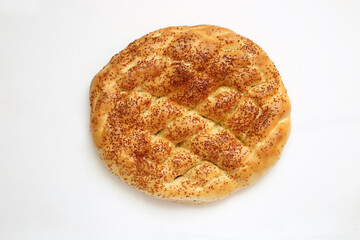 Sesame pita on a white background