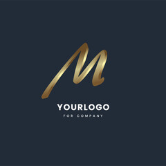 Golden gradient LOGO design in M character style used for company LOGO and Branding trade mark templates.