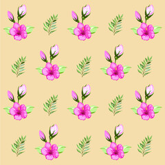 Seamless pattern with spring flowers and leaves. Hand drawn background. floral pattern for wallpaper or fabric. 