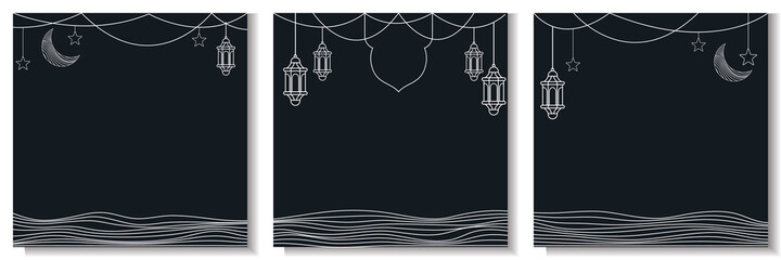 happy eid mubarak background for social media content. minimal color background in black and white