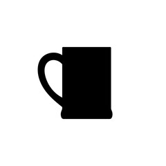 Beer glass silhouette, beverage container. Alcohol drink icon on a white background. A simple logo. Black shape basis for the design. Isolated. Vector illustration.