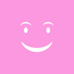 Cute social media smiling face emoji on a pink background. Royalty-free.