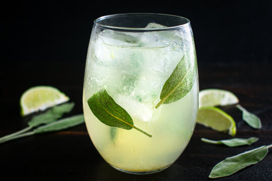 Honey Sage Gimlet Cocktail: A gin cocktail made with honey, sage, and lime juice