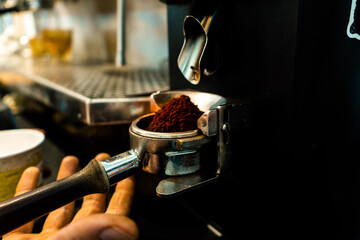 espresso machine pouring coffee