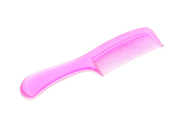 Plastic hair comb on white background