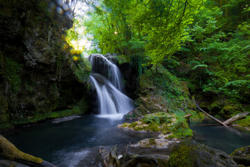 Obraz premium La Vaioaga waterfall, Cheile Nerei National Park, Caras Severin, Romania 
