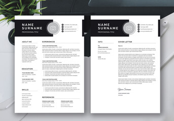 Black and White Resume and Cover Letter Layout