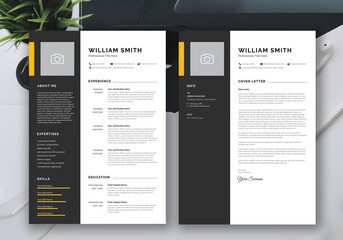 Resume and Cover Letter Layout with Black Sidebar
