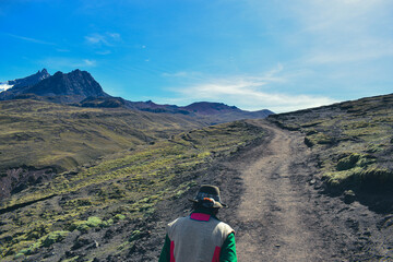 Camino entre los andes peruanos