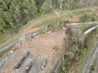 Commercial building damage after strong tornado storm