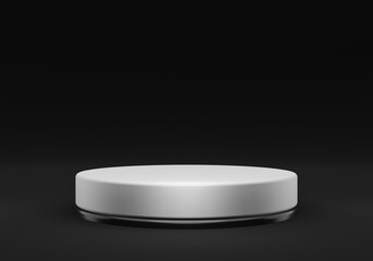 3D Podium render, pastel stage for product presentation. Pearl White and Coal Black Empty Stage 