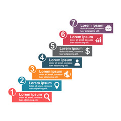 Infographic business concept design with icons and 7 steps. Simple chart presentation template. Abstract vector illustration