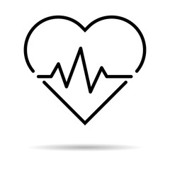 Hearth beat line icon, health medical heartbeat symbol isolated on white background, hospital logo, vector illustration