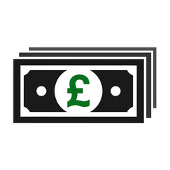 Pound flat icon sign vector. Paper money symbol isolated on white background, Business graphic illustration