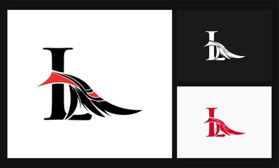 letter L feather concept culture design logo