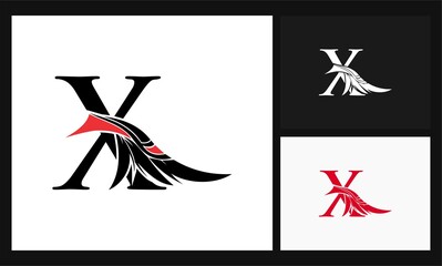 letter X feather concept culture design logo