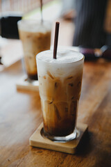 iced coffee with ice and cream