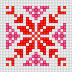 Geometrical seamless counting jacquard embroidery or knitting scheme motif pattern background, isolated vector illustration. For apparel textile like that sweater, sock, napkin, cushion