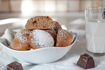 Soft rolls with chocolate chips. Vegan sweet for breakfast. Healthy vegan recipe-1